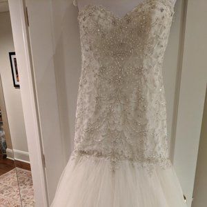 Champagne Ivory Toole Silk Wedding Dress